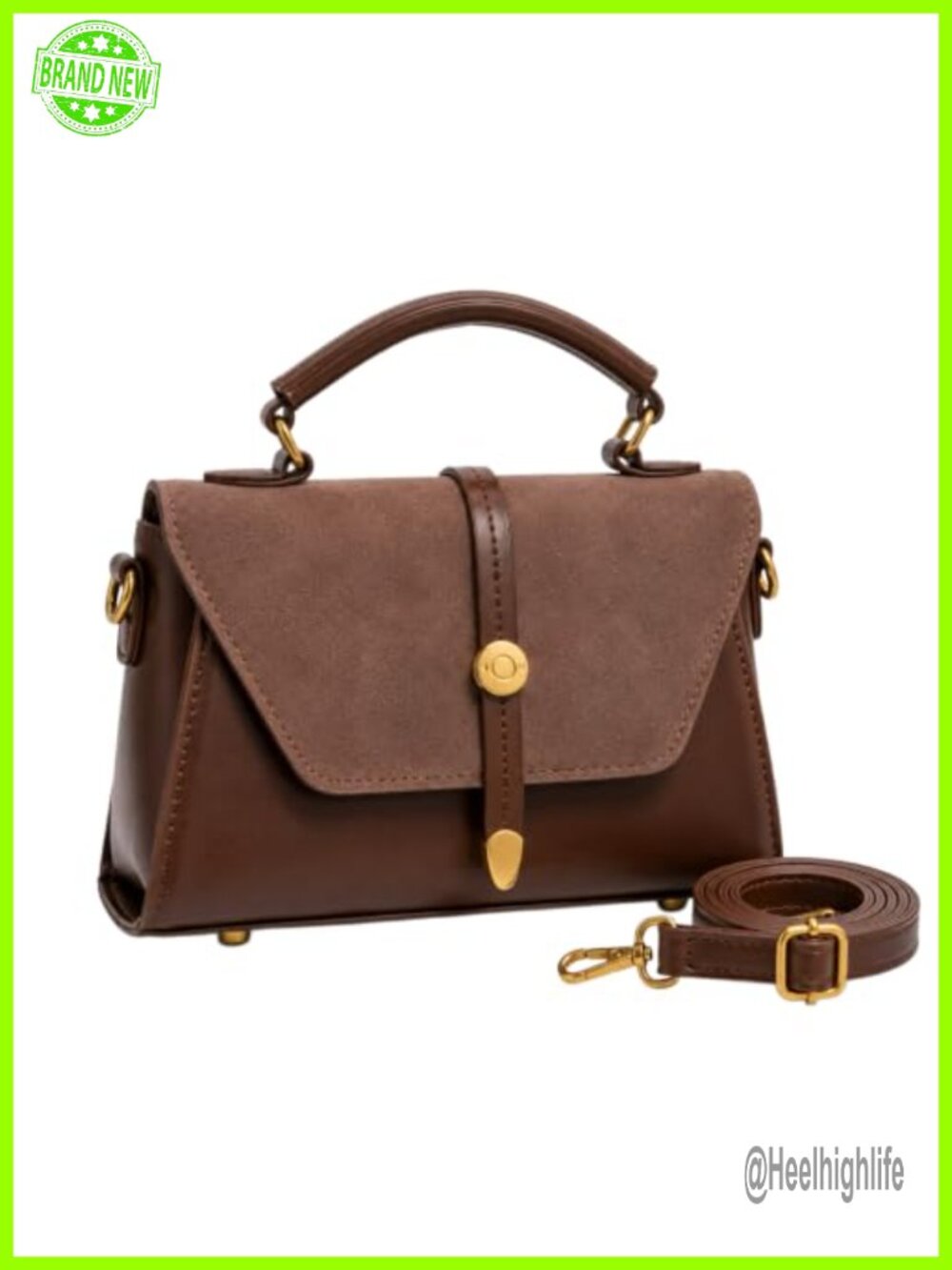 PU Leather Crossbody Satchel Top Handle Adjustable Strap Small Handbag